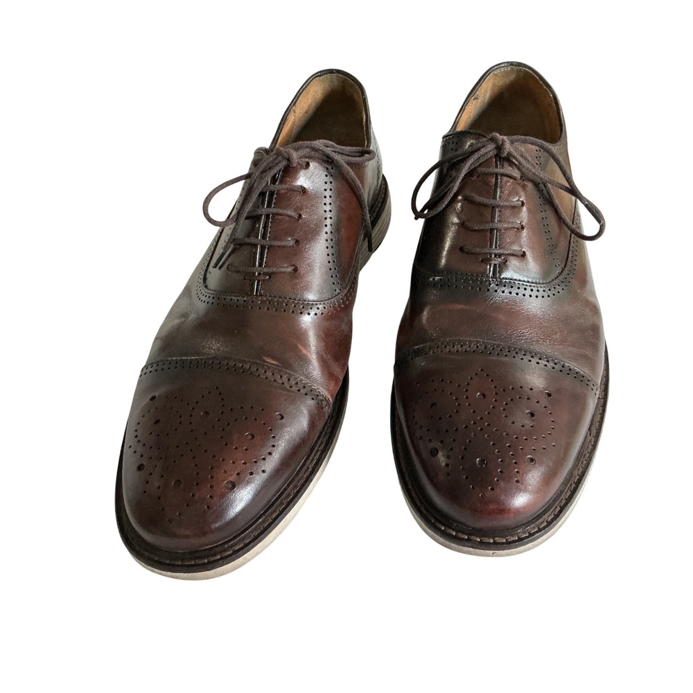 Belvedere Lampard Brown Leather Cap Toe Oxford Dress Shoes Brogue Mens